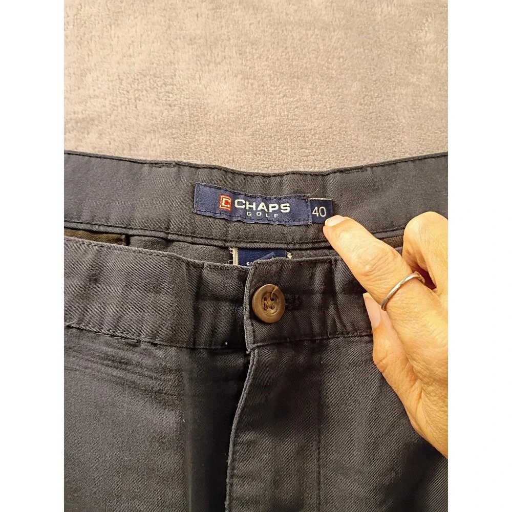 Chaps Golf Shorts Mens 40 Blue Pleated Chino Golf Classic Fit Casual Rayon Blend